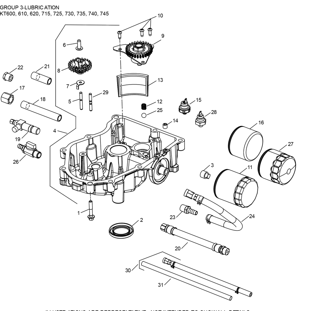 Kt725-3108 Lubrication Diagram and Parts List for KT725-3108  Cub Cadet Engine